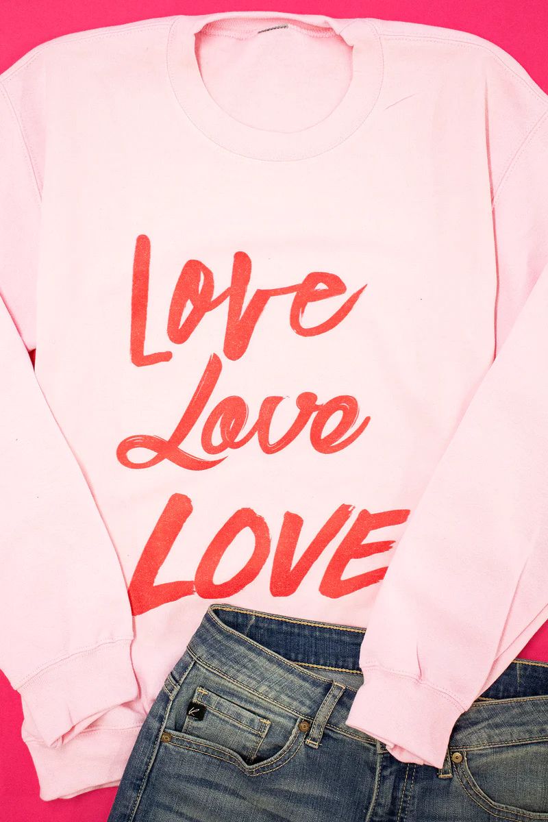 Love Love Love Light Pink Graphic Sweatshirt | The Pink Lily Boutique