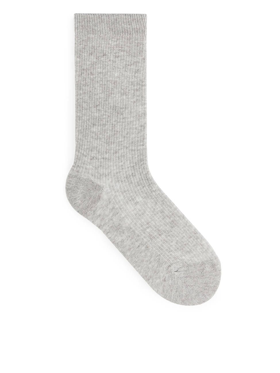 Cotton Rib Socks - Light Grey Melange - ARKET GB | ARKET (US&UK)
