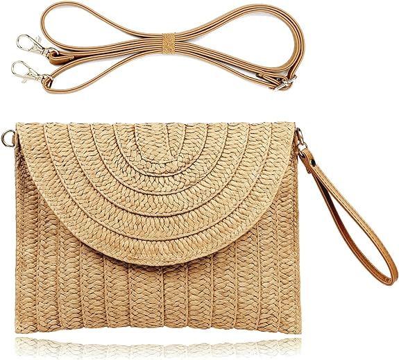 Straw Clutch Handbag Summer Beach Straw Purse for Women woven Envelope Bag | Amazon (CA)