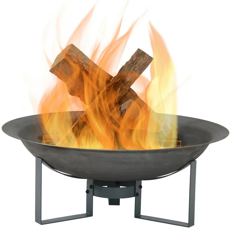 Sunnydaze Modern Fire Pit Bowl with Stand - Portable Outdoor Wood-Burning Patio Fireplace - Cast ... | Walmart (US)