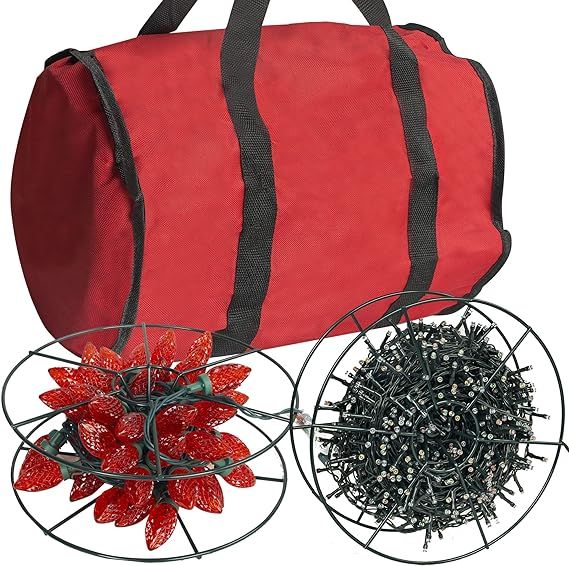 Amazon.com: Dazzle Bright Christmas Lights Storage Bags, 3 Metal Reels to Store Holiday Christmas... | Amazon (US)