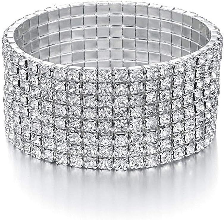 Zealmer Sparkle Multicolor Rhinestone Stackable Stretch Bracelets for Women | Amazon (US)