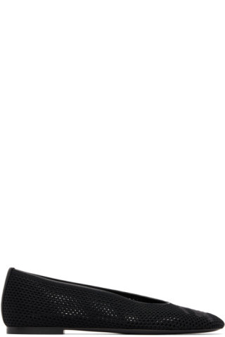 Black Mesh Ballerina Flats | SSENSE