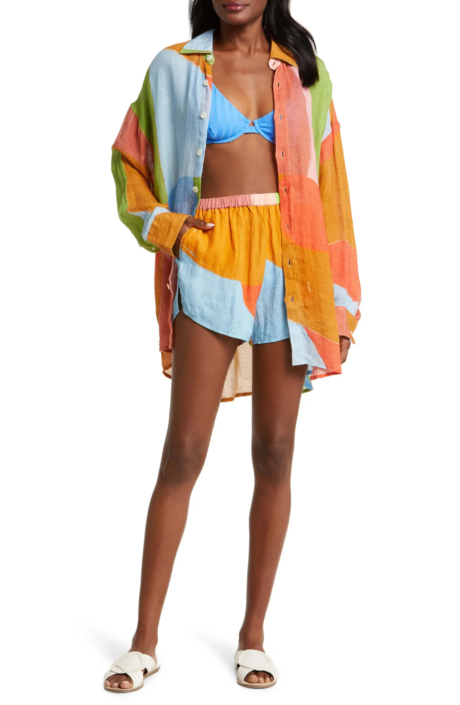 Playa Oversize Linen Cover-Up Shirt | Nordstrom
