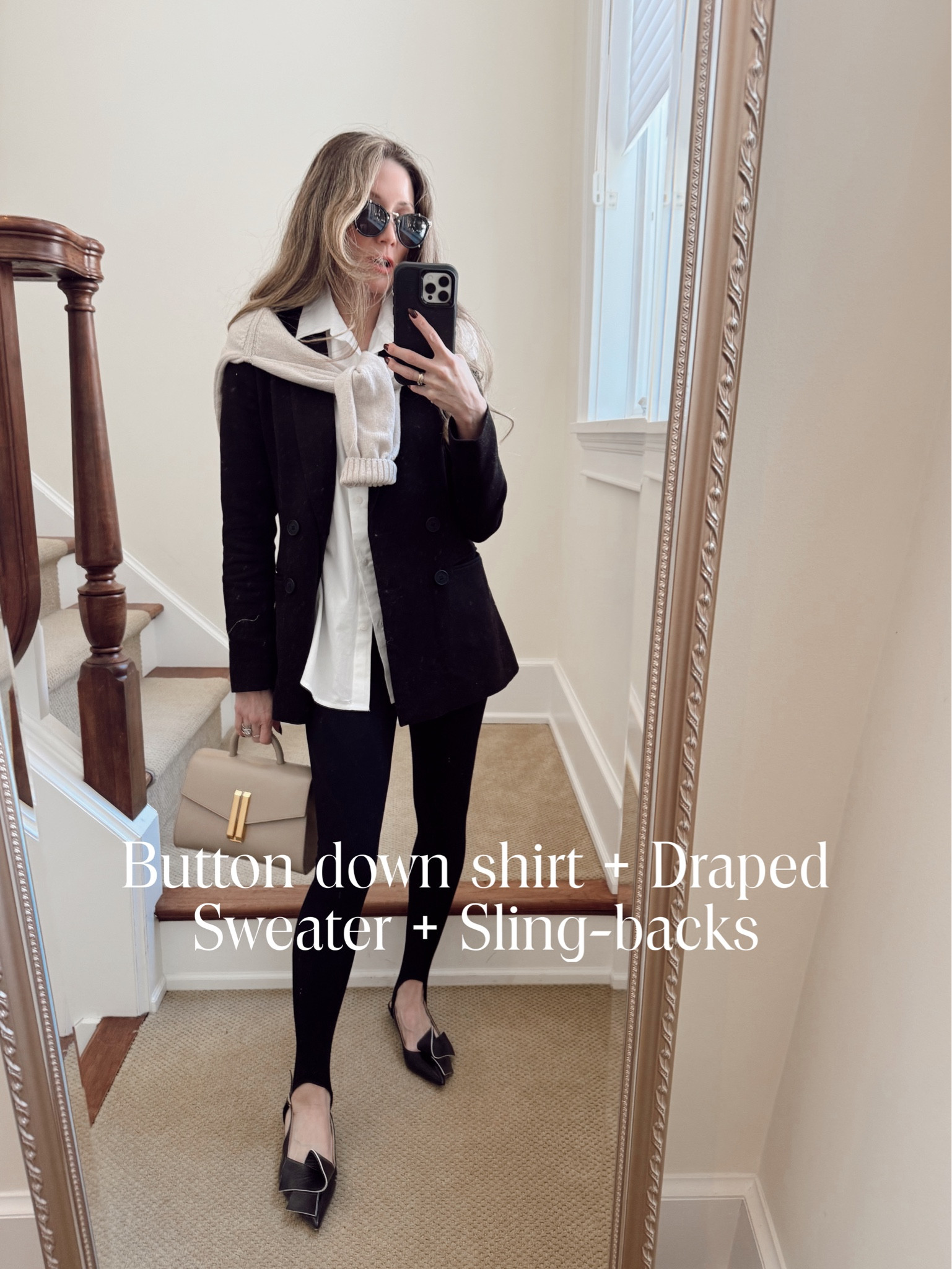 Easy leggings look!
Blazer 
White button down 15% off Franne golde with code Ziba 🤍

#LTKSaleAlert #LTKWorkwear #LTKFindsUnder100