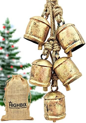 Amazon.com: HIGHBIX 10cm Large Rustic Vintage Lucky Round Cow Bells On Rope Wall Hanging Décor (... | Amazon (US)