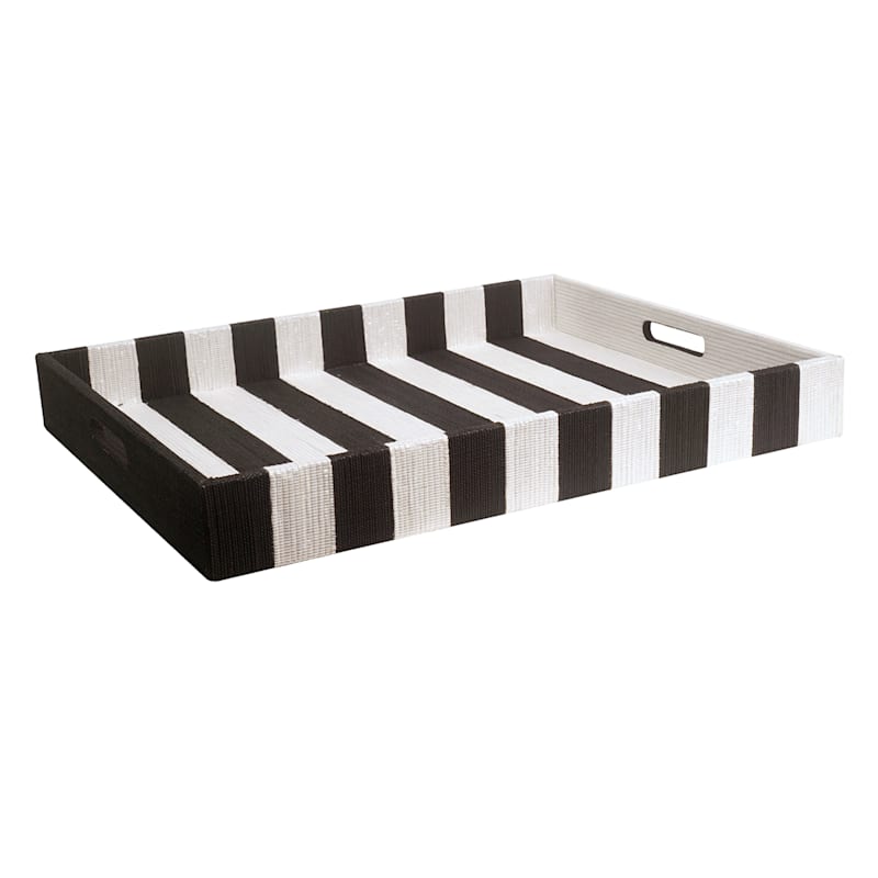 Black & White Woven Decorative Tray, 24x19 | At Home