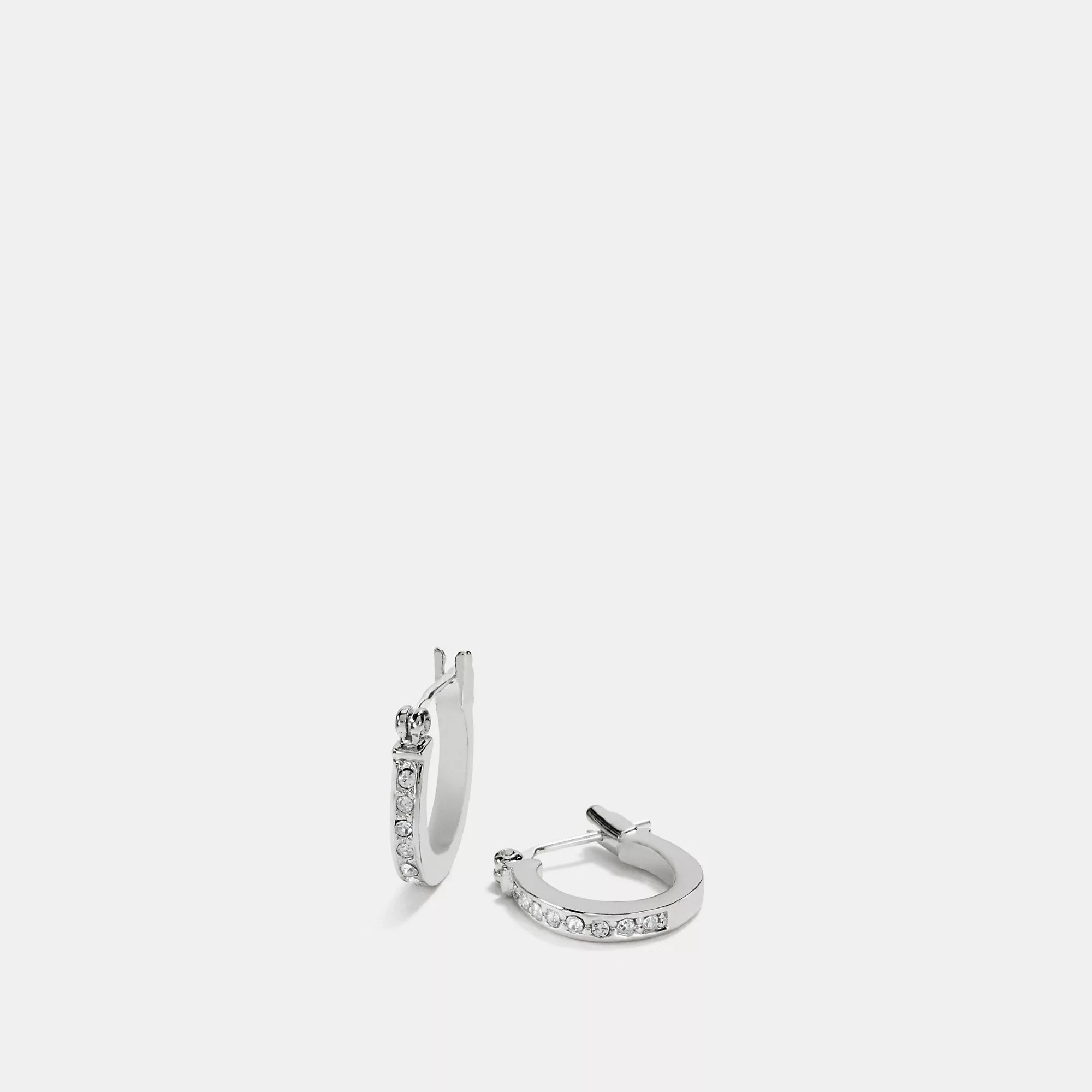 COACH Pave Signature Huggie Earrings - Black - Metal | Coach Outlet CA