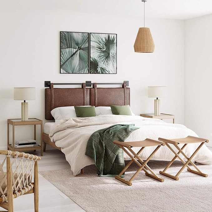 Nathan James Harlow Wall Mount Faux Leather or Fabric Upholstered Headboard, Adjustable Height Vi... | Amazon (US)