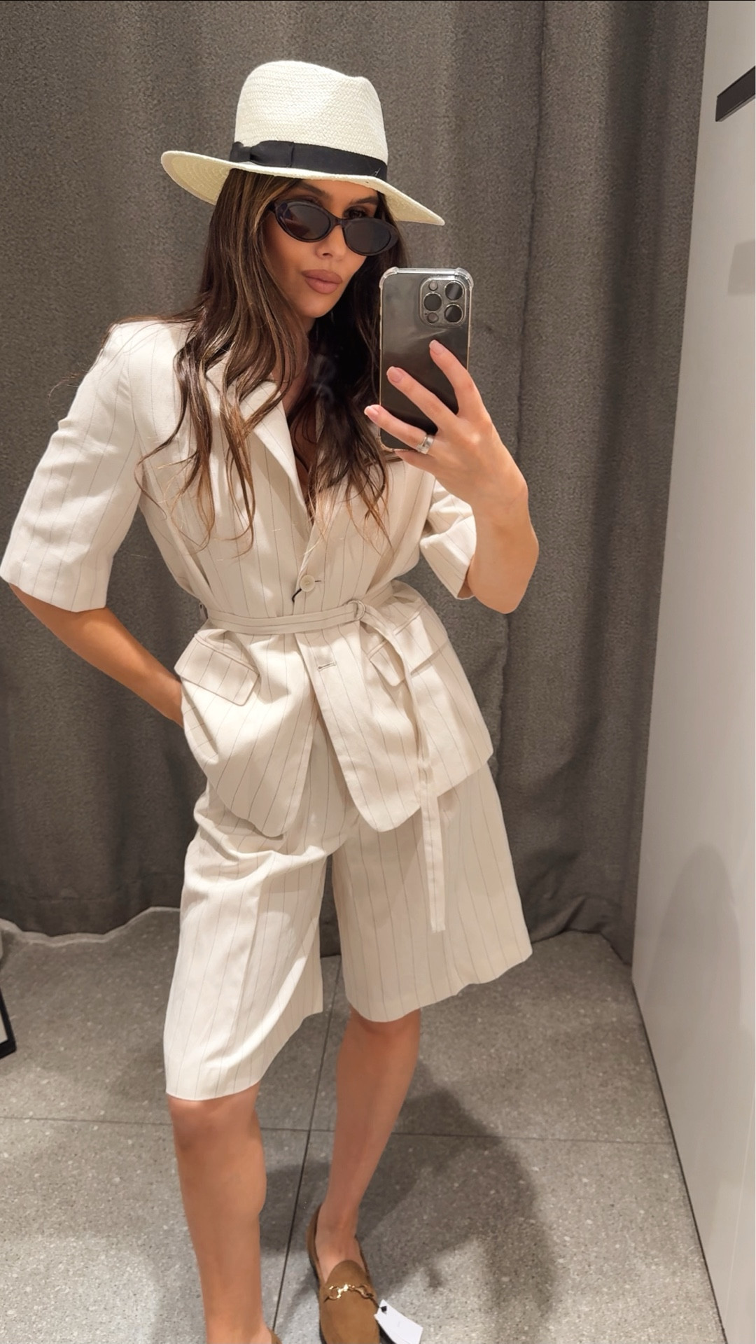 Such a fresh and stylish spring–summer look ✨ I’m obsessed! 🤍
The bermuda shorts are super comfy — I sized down to XS as they run big.
The blazer fits true to size and sits perfectly (s size) 
I’d recommend sizing up in the loafers for the best fit.
The hat adds such a chic touch, and I’m absolutely in love with the bag 👜✨

#LTK  #LTKbermudashorts #LTKdatenight #LTKspring #LTKtrous
