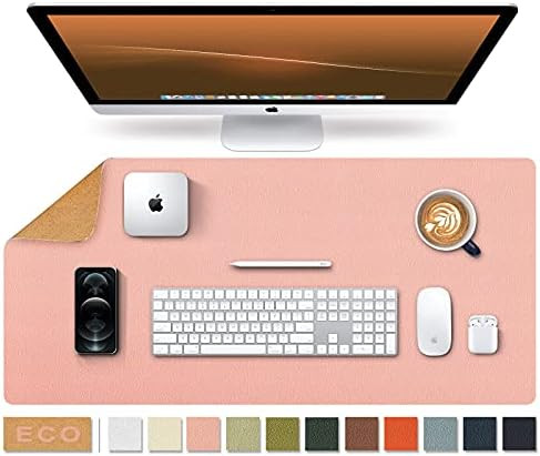 Large Natural Cork & Leather Desk Pad,eco Desk mat,Double-Sided Desk Protector ,Waterproof Keyboard  | Amazon (US)