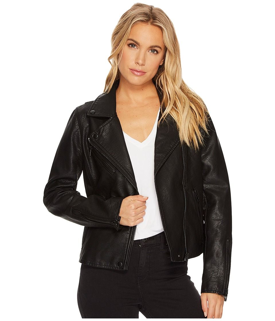Blank NYC - Black Vegan Leather Jacket in Onyx (Onyx) Women's Coat | Zappos
