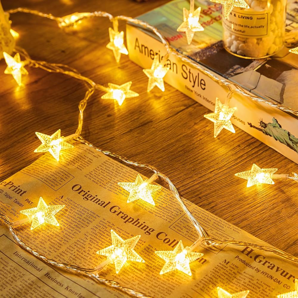 Minetom Star String Lights Battery Operated - 17 ft 50 LED Star Fairy String Lights with Timer, W... | Amazon (US)