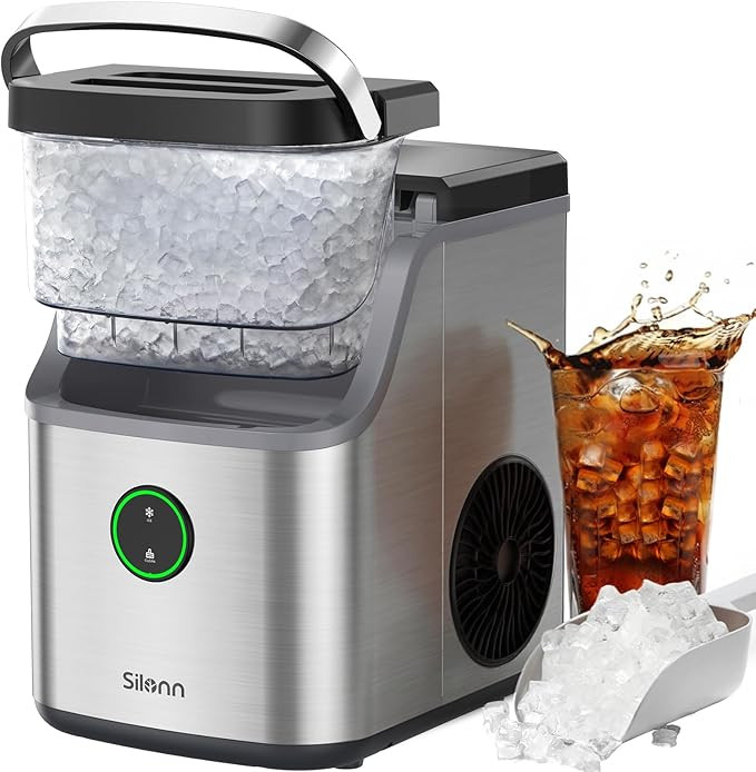 Silonn Nugget Ice Maker Countertop, Ice Basket with Handle, Quiet Operation & Self Cleaning Ice M... | Amazon (US)