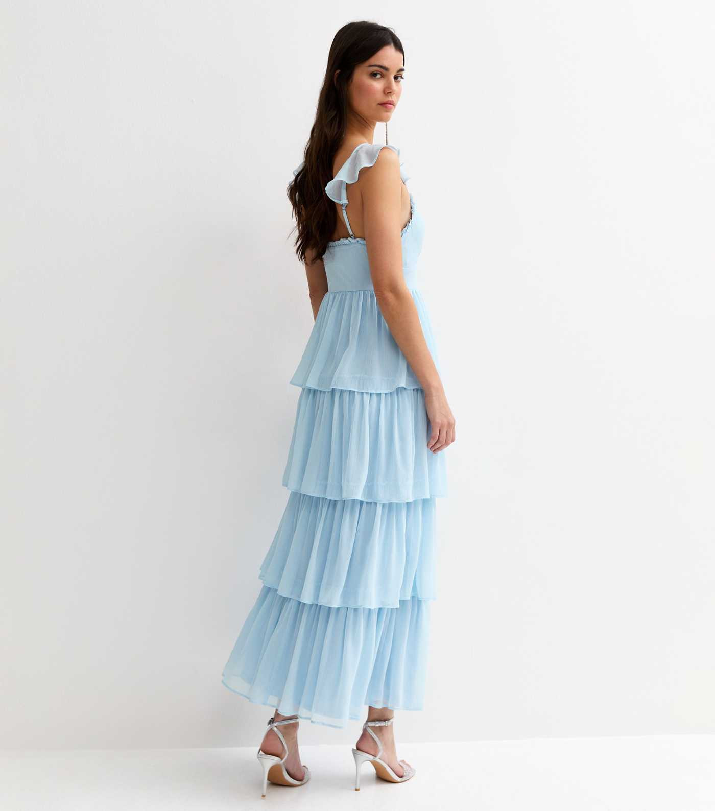 Light Blue Tiered Chiffon Midi Dress | New Look | New Look (UK)