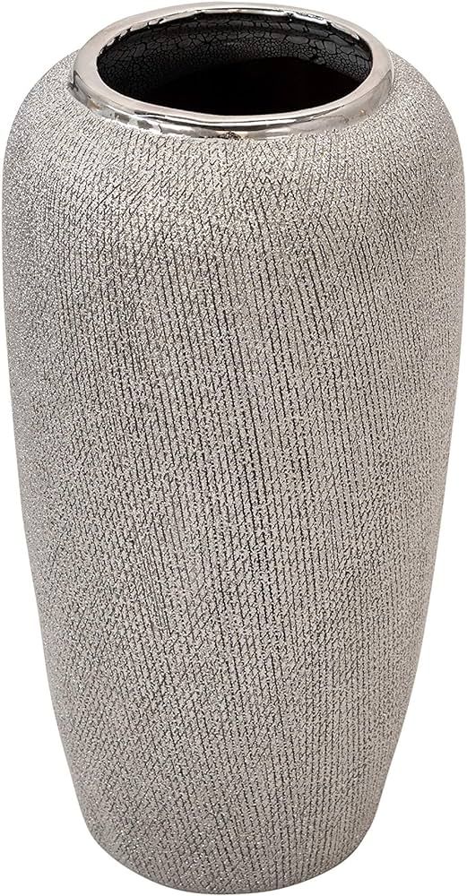 Sagebrook Home 13826-03 Ceramic 12.25" Vase, Silver, 6.25 x 6.25 x 12.25 inches | Amazon (US)