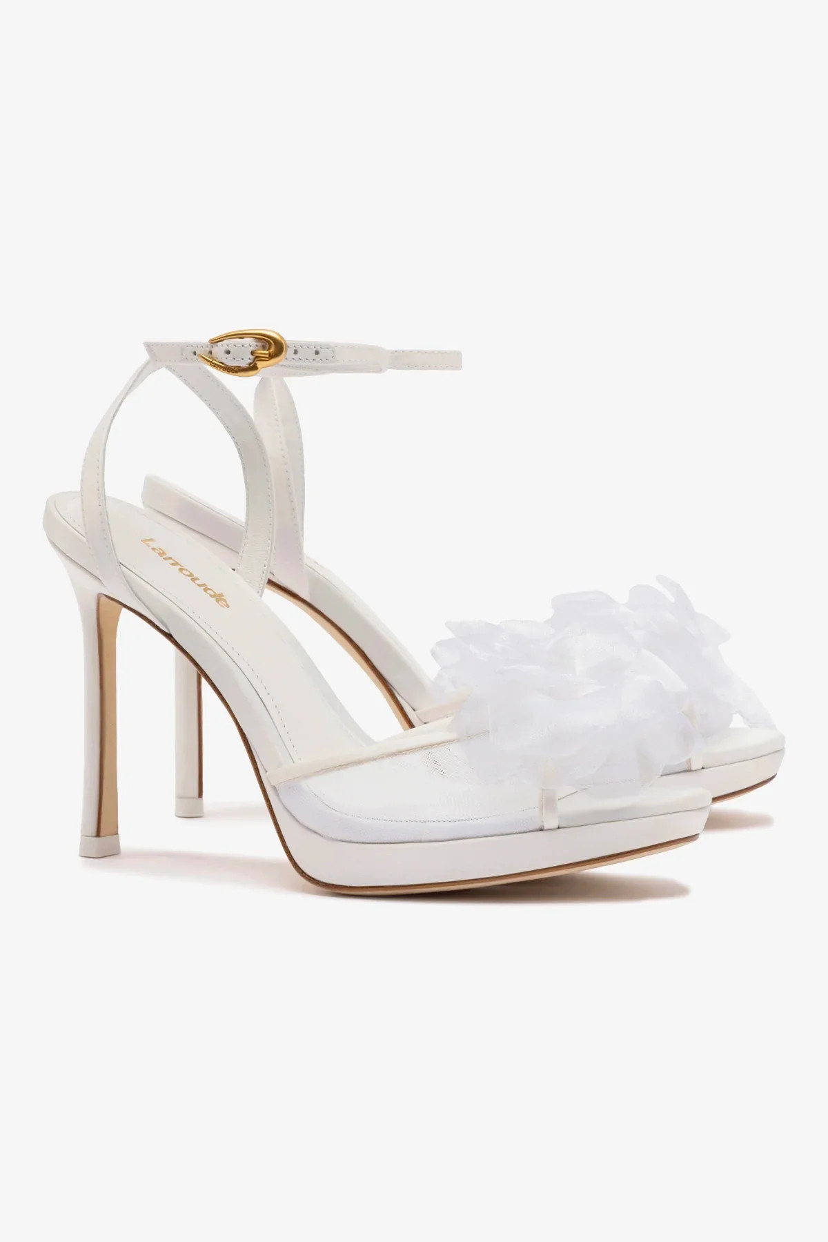 Salma Platform Sandal In White Satin | Larroude