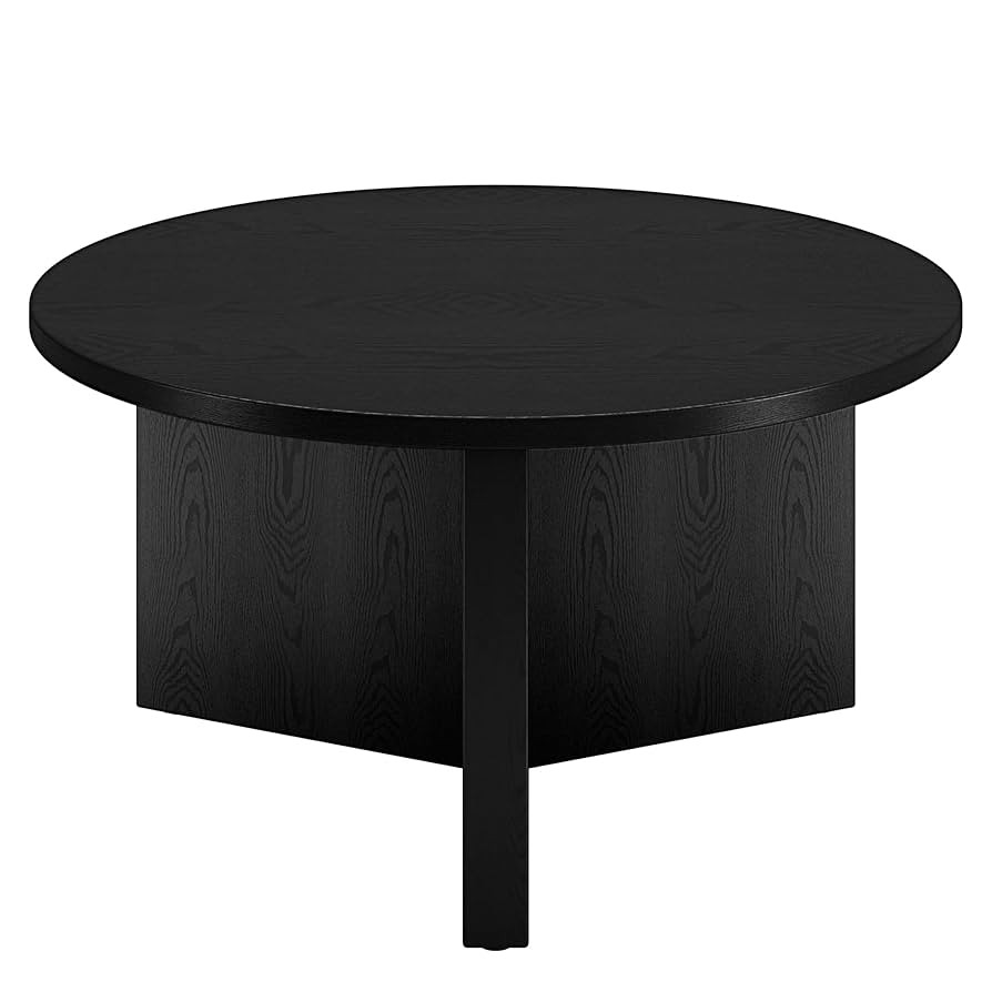 Henn&Hart 32" Wide Round Coffee Table in Black Grain, for Home, Living Room, Bedroom, Entertainme... | Amazon (US)