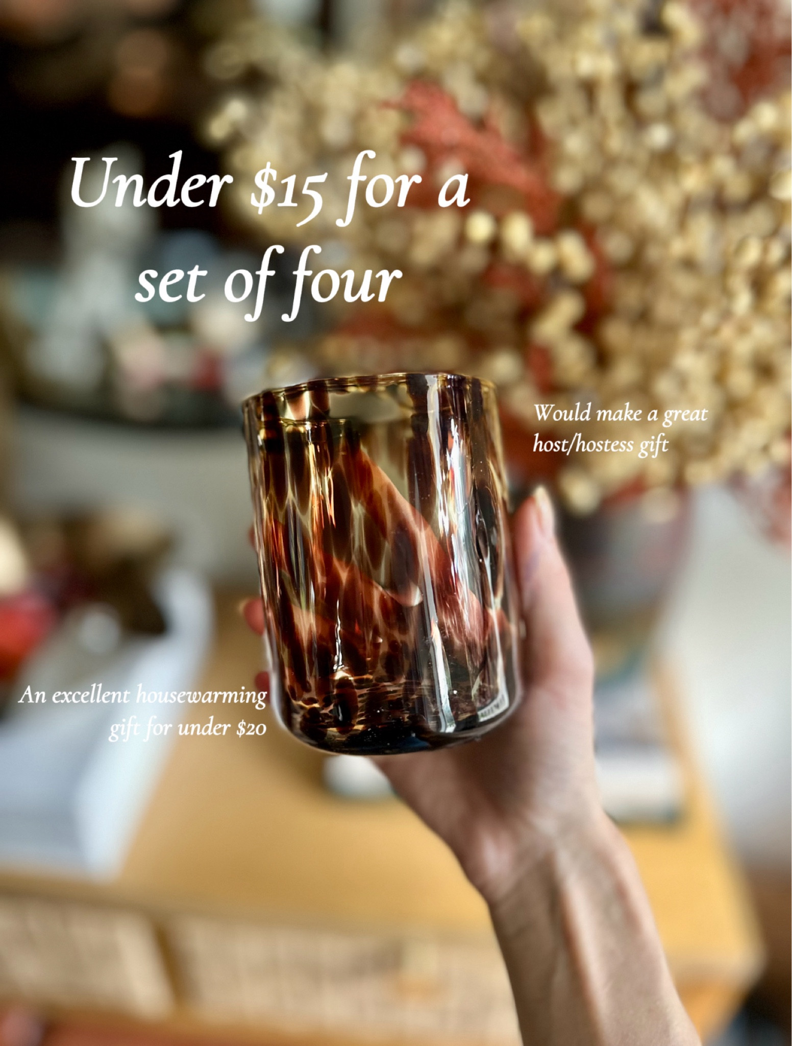 Host or Hostess gift idea! Love these tortoises she’ll look glasses that are under $15 for a set of four! They would also make an excellent inexpensive housewarming gift #bgarnett

Host gift | hostess gift | housewarming gift | glassware | stemware | under $20 | gift guide | gifts under $20 | kitchen decor | entertaining essentials 

#LTKHome #LTKFindsUnder50 #LTKParties