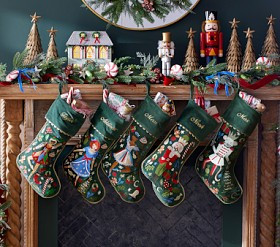 Rifle Paper Co. Nutcracker Embroidered Velvet Christmas Stocking Collection | Pottery Barn Kids