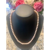 Hand-Knotted Pink Pearl Necklace - Sterling Silver Clasp, Matinee Length | Etsy (US)