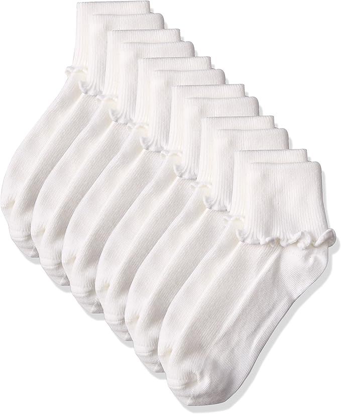 Jefferies Socks Girls' Little Ripple Edge Turn Cuff Socks 6 Pair Pack | Amazon (US)