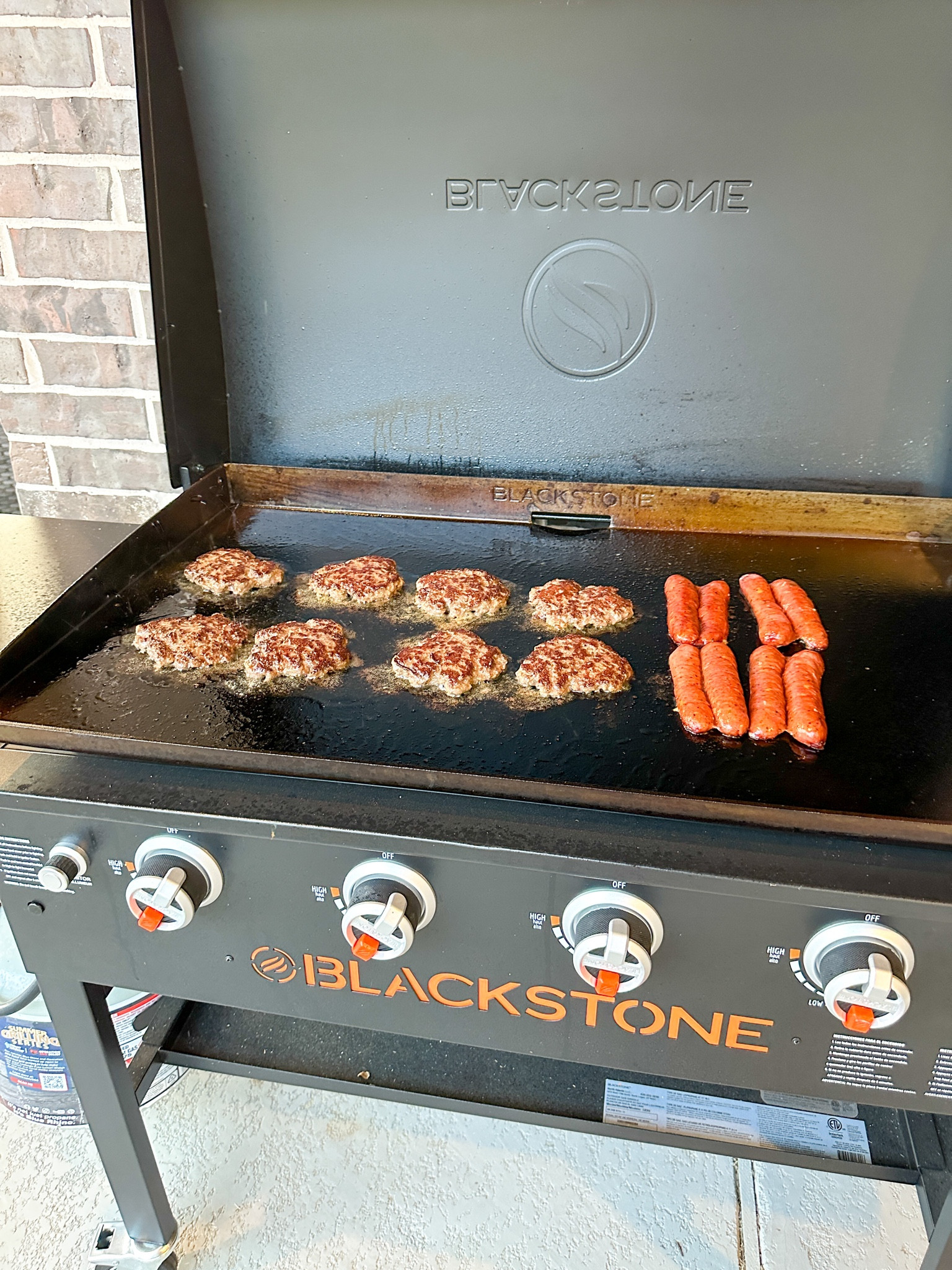 Burger night with the Blackstone. Used the burger kit as well! #burgers #blackstone #blackstonerecipee #burgerandsausage #outdoorcooking 

#LTKhome