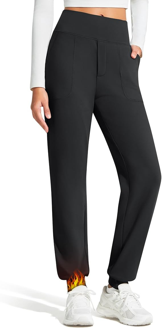 G4Free Barefeel Fleece Lined Pants Women High Waist Sweatpants with Pockets Warm Pants for Casual... | Amazon (US)