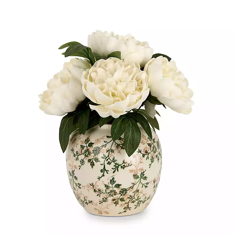 New! White Peony Toile Vase Arrangement | Kirklands
