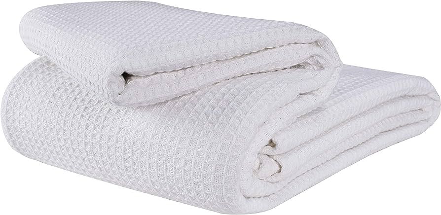 Glamburg 100% Cotton Thermal Blanket, Breathable Bed Blanket King Size, Soft Waffle Blanket, King... | Amazon (US)