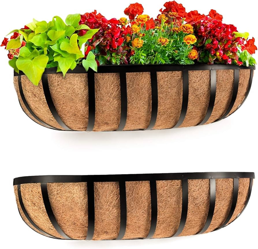 Railing Planter Window Box Deck Balcony Rail Planter 24 Inch for Porch Fence Patio Outdoor 2 Pack | Amazon (US)