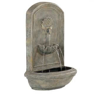 Sunnydaze Decor Seaside Resin French Limestone Solar Outdoor Wall Fountain-132396004S - The Home ... | The Home Depot
