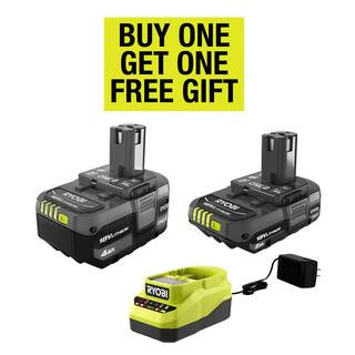 RYOBI ONE+ 18V Lithium-Ion Starter Kit with 2.0 Ah Battery, 4.0 Ah Battery, and Charger PSK106SB ... | The Home Depot