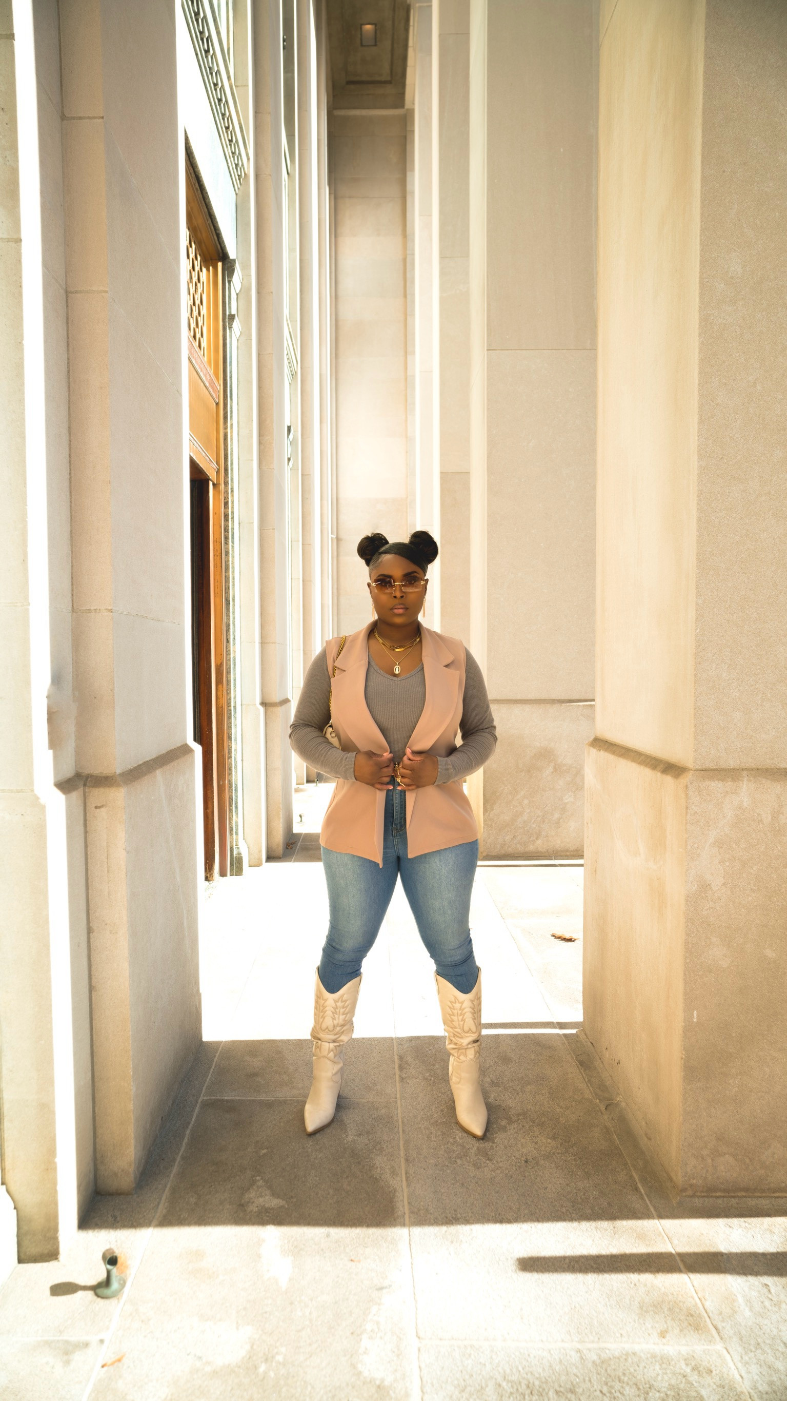 Casual errand outfit inspiration for Fall. Suit vest, long sleeve waffle shirt, blue jeans, and cowgirl boots. #springoutfit#LTKWatchNow 

#LTKStyleTip #LTKMidsize