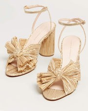Camellia Gold Pleated Bow Heel | Loeffler Randall
