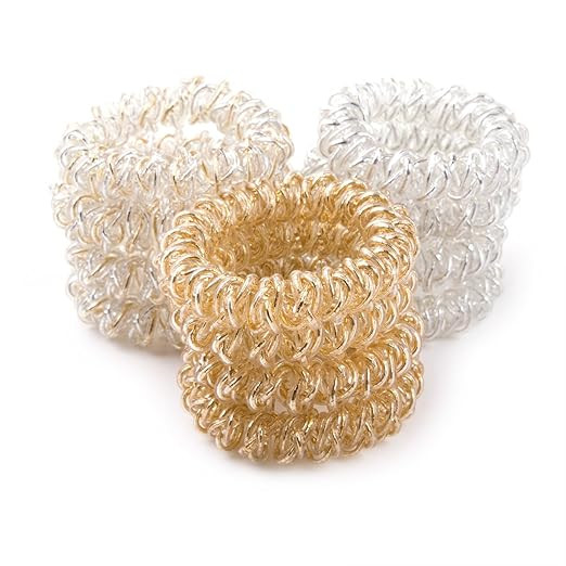 Metallic color Spiral Hair Ties No Crease Elastic Ponytail Holders Phone Cord Traceless Hair Ring... | Amazon (US)
