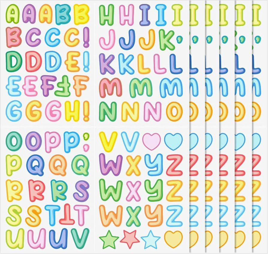 Letter Stickers, 540PCS Colored Self Adhesive Letters Stickers Waterproof Vinyl Small Alphabet St... | Amazon (UK)