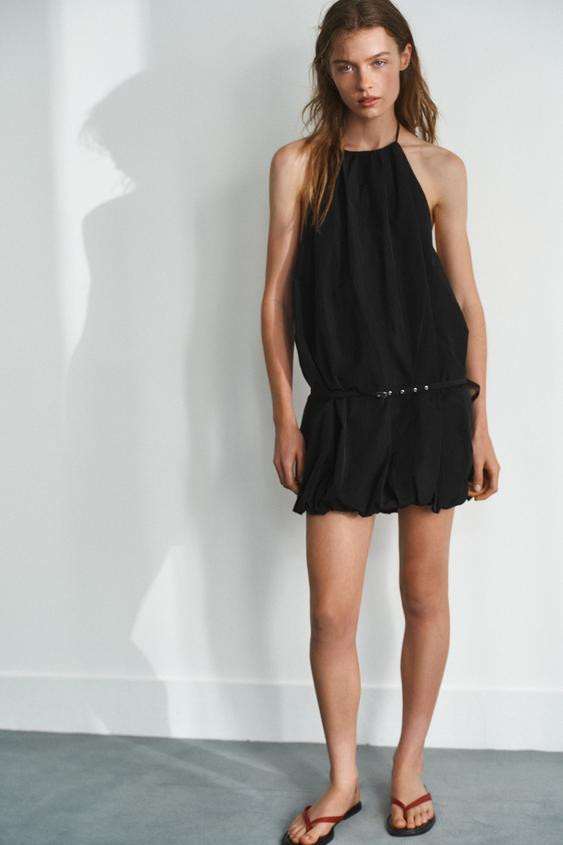 HALTER BUBBLE HEM DRESS | Zara US