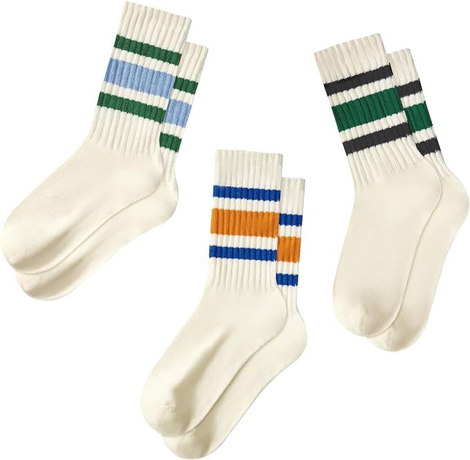 Century Star Retro Striped Novelty Socks For Women Vintage Casual Crew Socks Sporty Calf Socks Co... | Amazon (US)
