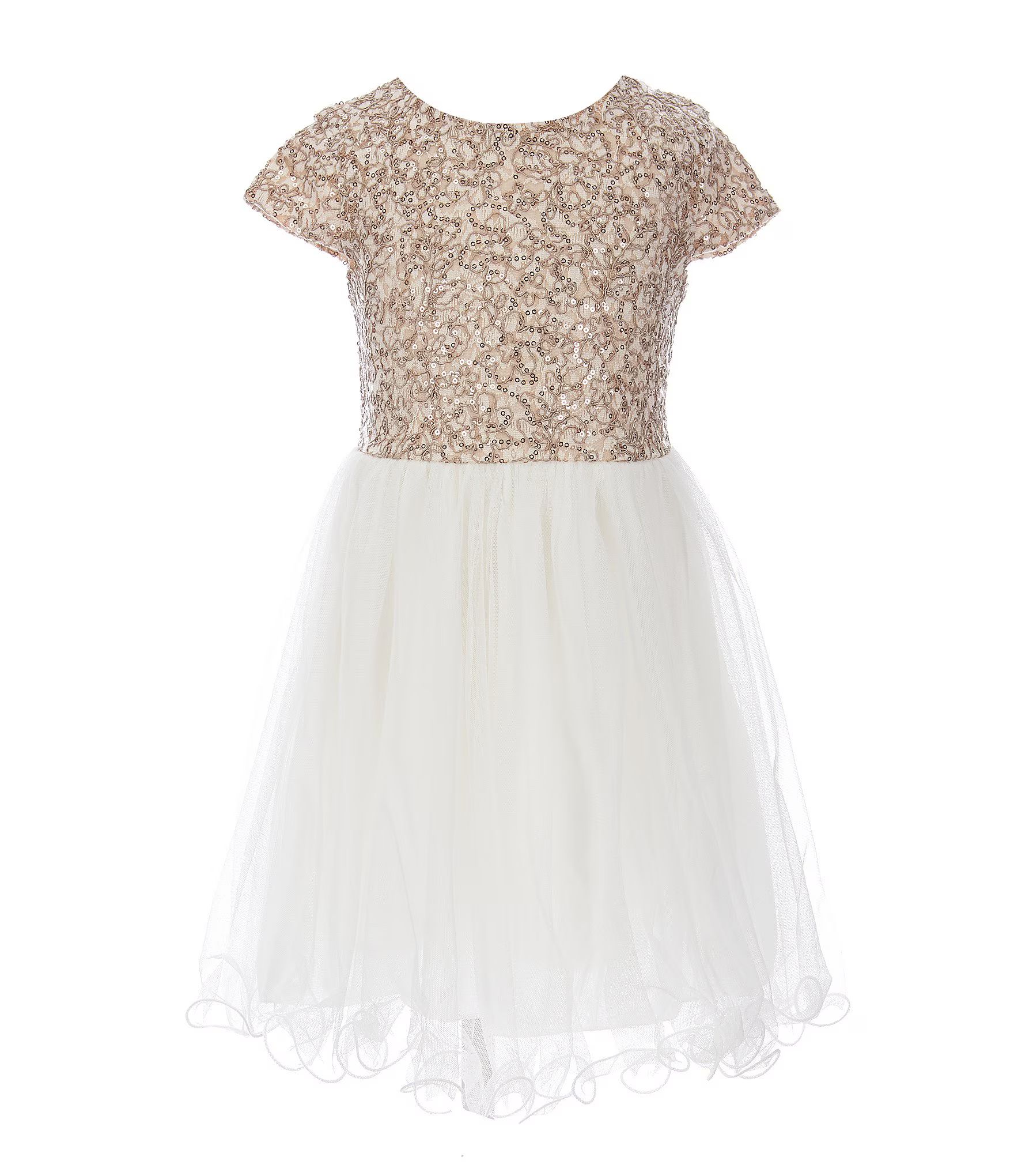 Little Girls 4-6X Cap-Sleeve Embroidered-Bodice/Mesh-Skirted Fit-And-Flare Dress | Dillard's