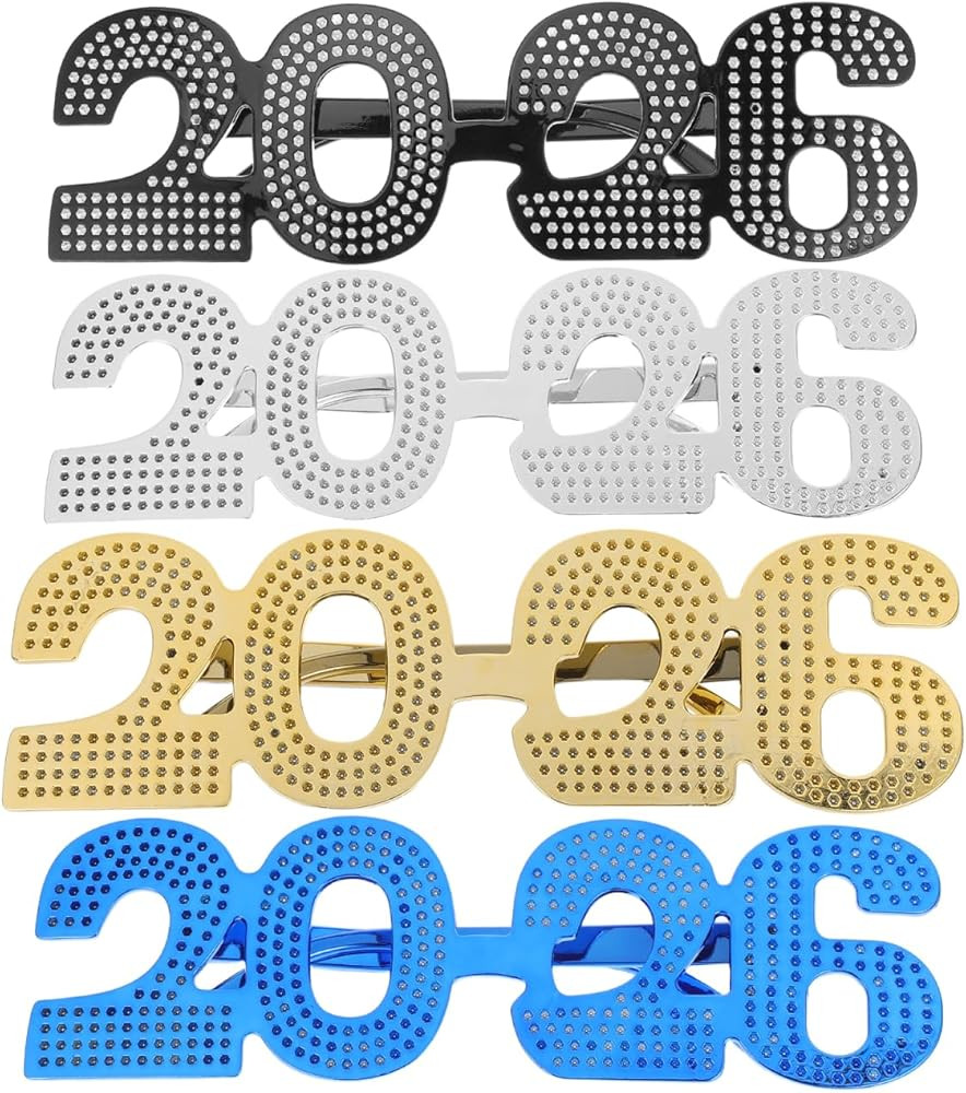 GLEAVI 2026 New Year Glasses: Fun Novelty Eyewear for Parties Photo Props and Celebrations (4 Pcs... | Amazon (US)