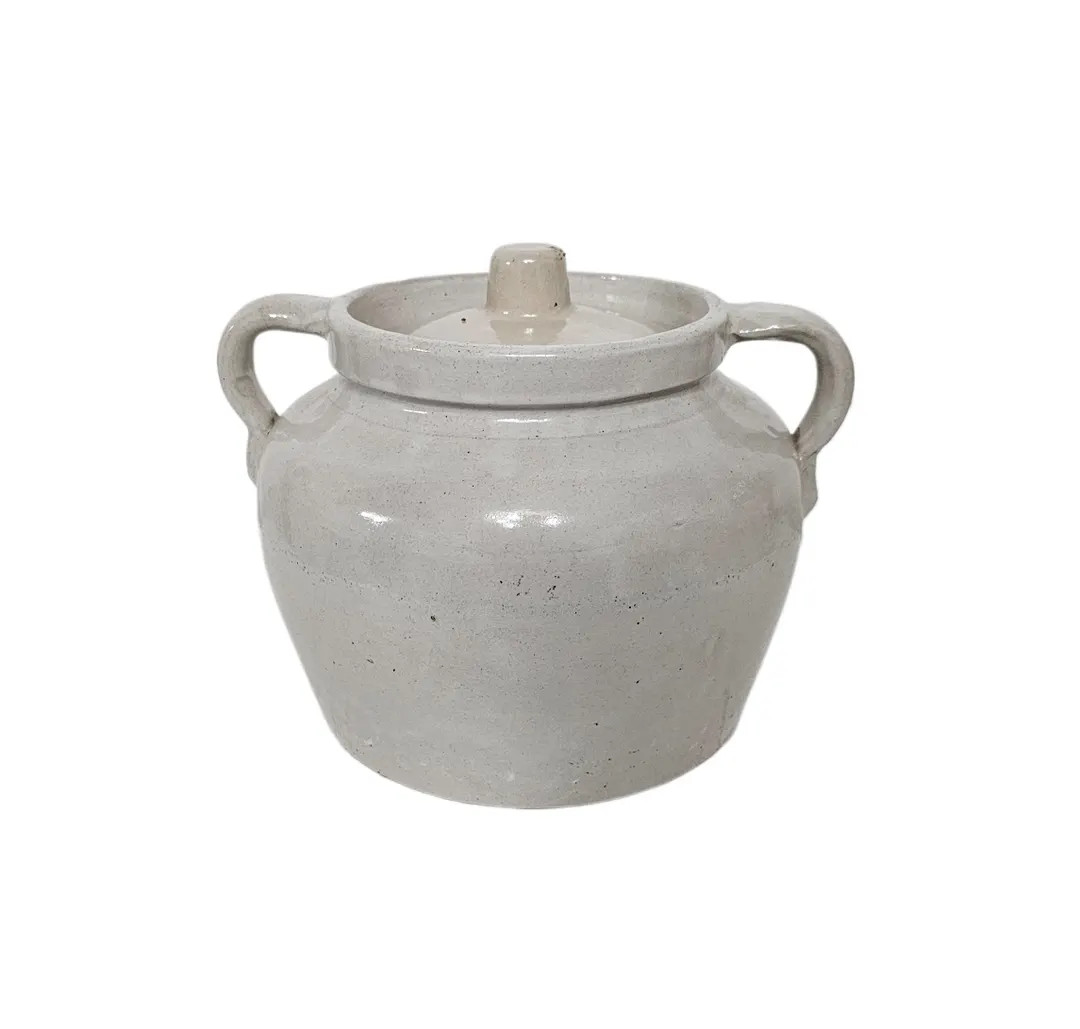 Vintage off White Stoneware Bean Pot Crock DAMAGED Read Description - Etsy | Etsy (US)