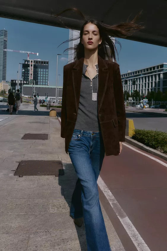 100% LEATHER STRAIGHT BLAZER | Zara UK