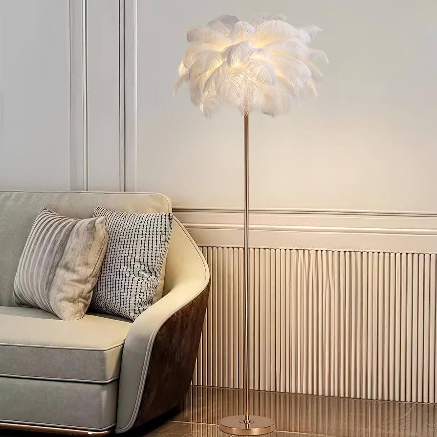 Chic White Feather Lamp Nordic Ostrich Floor Lamp Girl Furry Standing Lamp 3*G9 Modern Princess B... | Amazon (US)