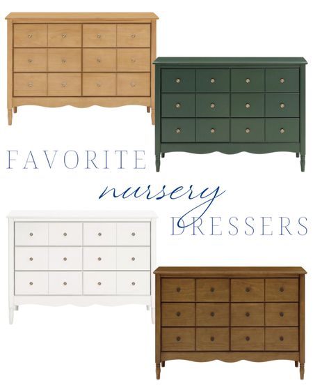 nursery dresser in 4 different colors, perfect for any style | living room | bedroom | home decor | home refresh | bedding | nursery | Amazon finds | Amazon home | Amazon favorites | classic home | traditional home | blue and white | furniture | spring decor | coffee table | southern home | coastal home | grandmillennial home | scalloped | woven | rattan | classic style | preppy style | grandmillennial decor | blue and white decor | classic home decor | traditional home | bedroom decor | bedroom furniture | white dresser | blue chair | brass lamp | floor mirror | euro pillow | white bed | linen duvet | brown side table | blue and white rug | gold mirror

#LTKBaby #LTKHome #LTKKids
