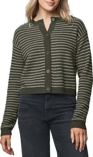 Amber Stripe Crop Cotton & Wool Blend Cardigan | Nordstrom