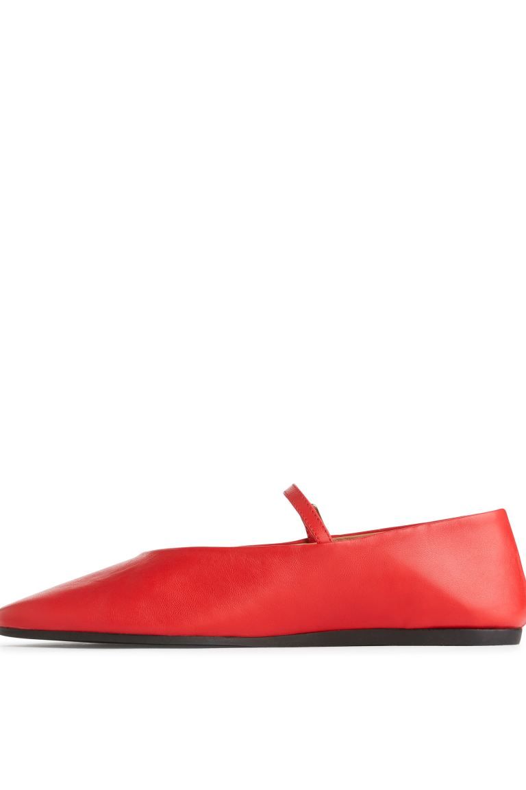 Leather Mary Jane Flats - Red - Ladies | H&M GB | H&M (UK, MY, IN, SG, PH, TW, HK)