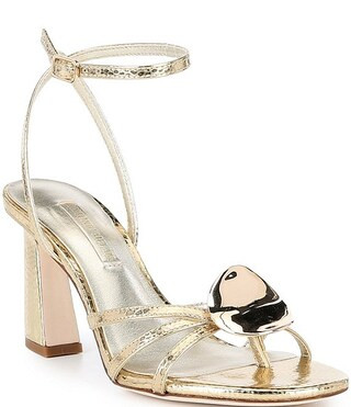 Calista Metallic Leather Ornamented Ankle Strap Dress Sandals | Dillard's