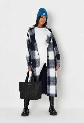 Missguided - Blue Check Belted Formal Coat | Missguided (UK & IE)