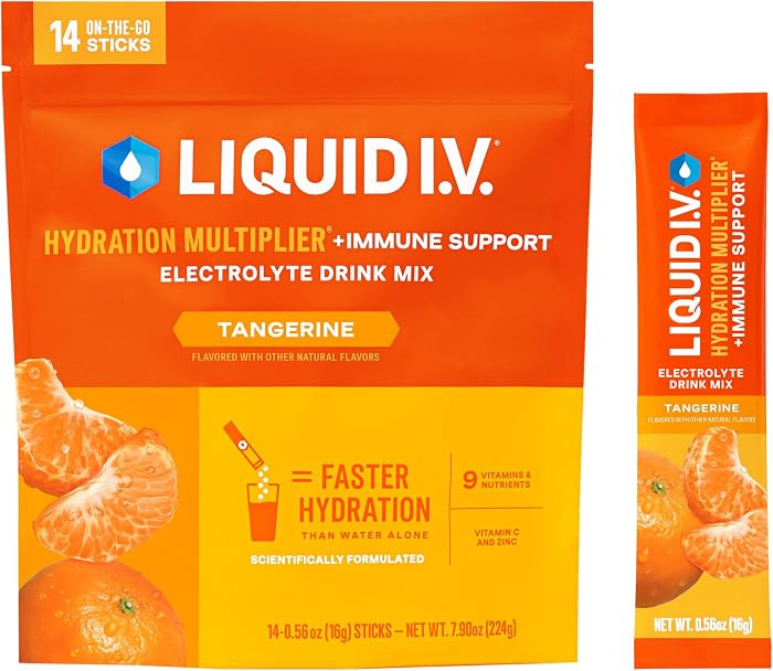 Liquid I.V.\u00ae Hydration Multiplier +Immune Support - Tangerine | Electrolyte Powder Drink Mix... | Amazon (US)